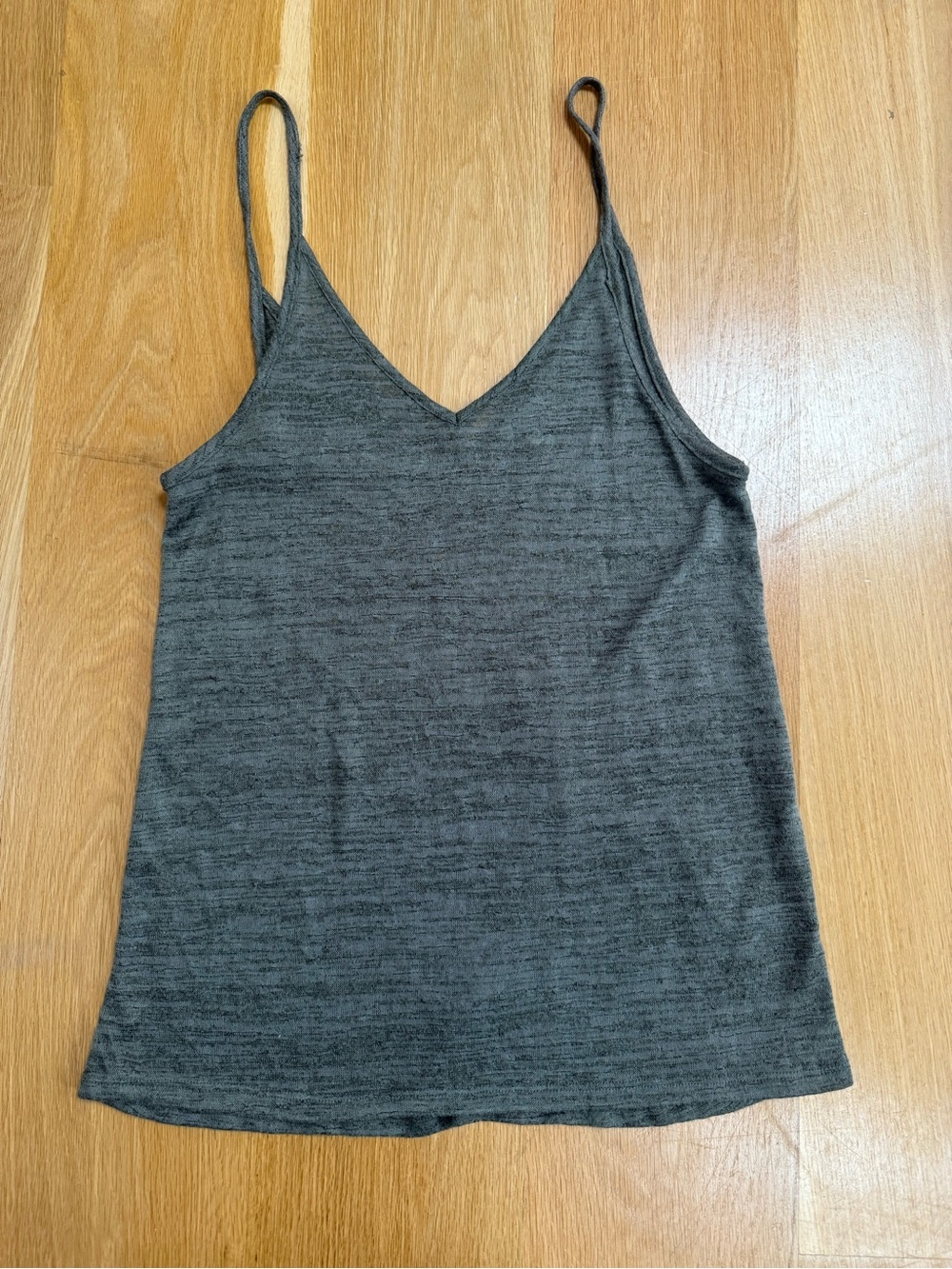 Charlotte Russe Green Heather V-Neck Spaghetti Strap Tank
